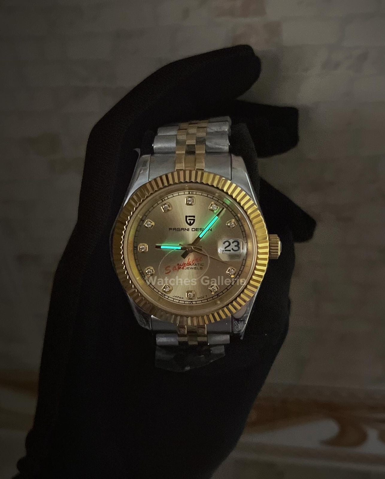 Pagani Design DateJust Stones Dial Automatic (Gold) PD1645 Watches Galleria