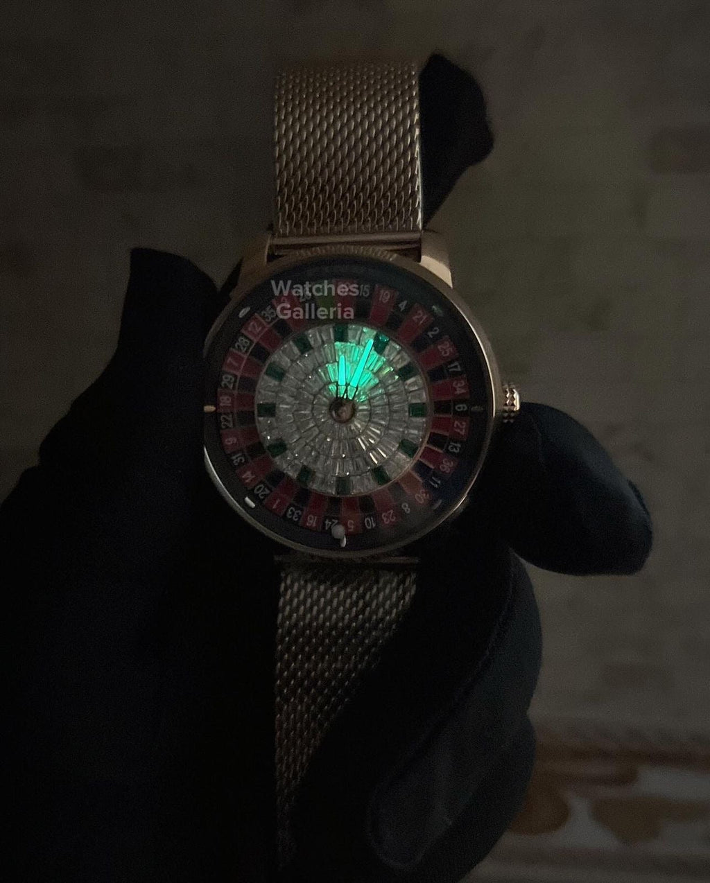 Pindu Design Casino Roulette Automatic (Baguette Cut Diamonds Dial) P6617 Watches Galleria