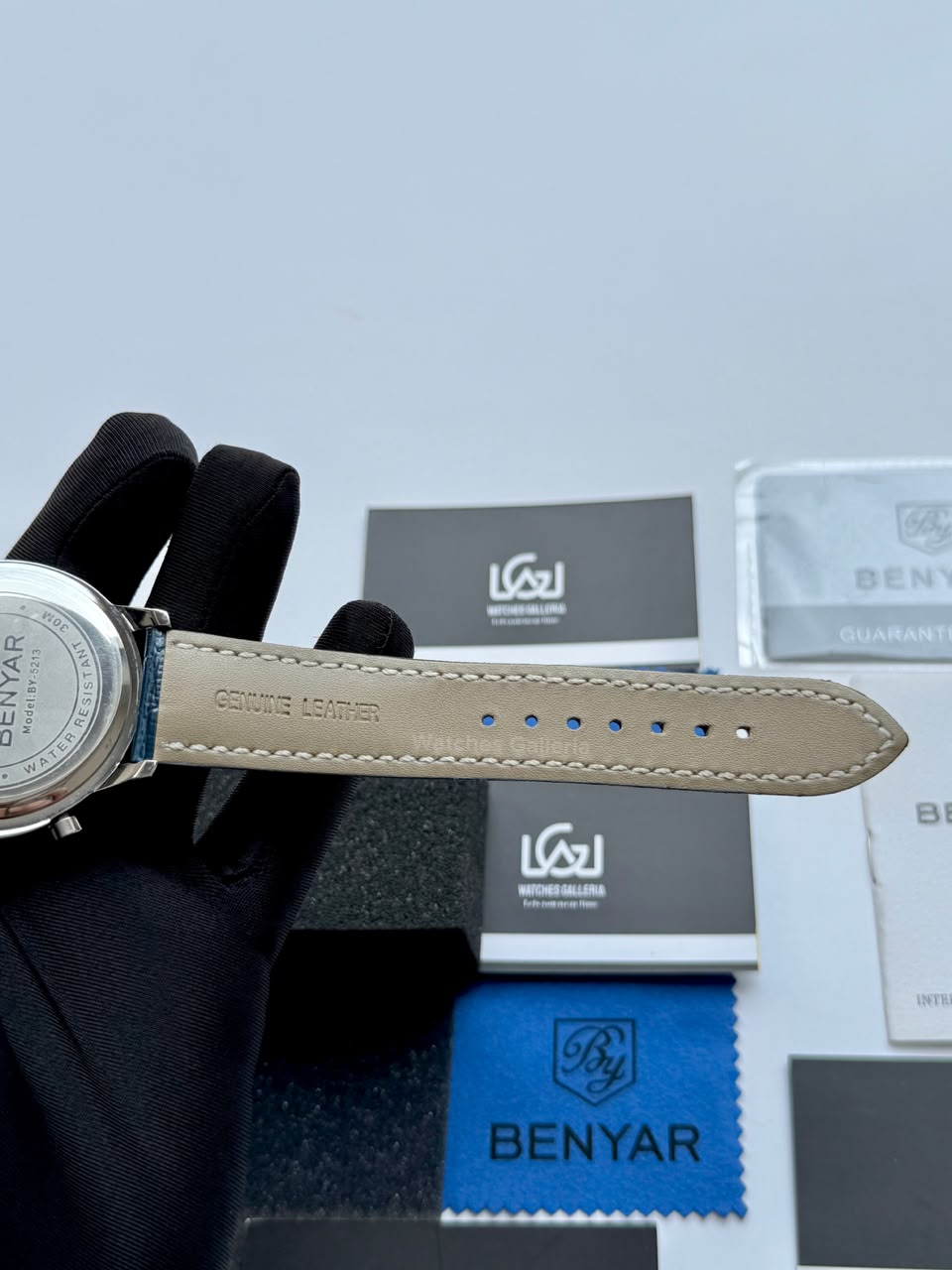 Benyar BY5213 Blue Men’s Luxury Quartz Leather Strap Watch – Waterproof Stainless Steel Analog Wrist Watch with Luminous Hands | Original Benyar Pakistan | Watches Galleria