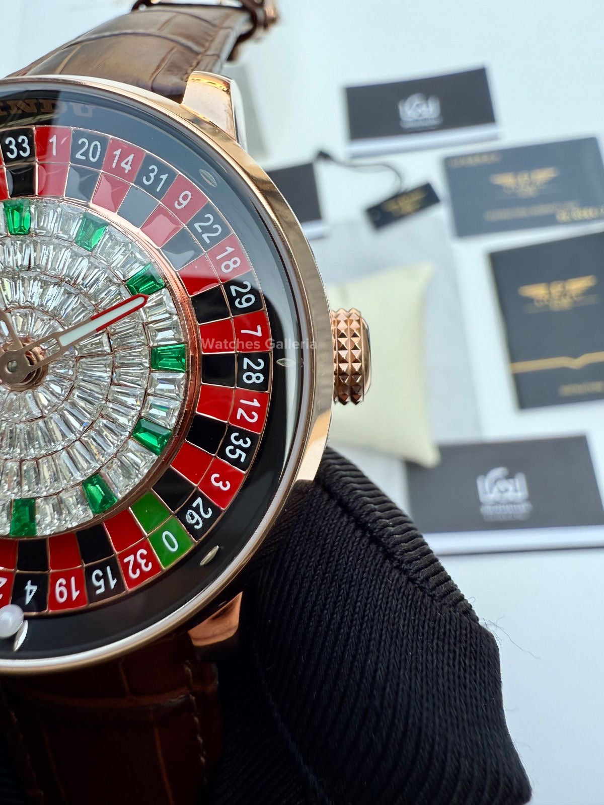 Pindu Design Casino Roulette Button Edition Automatic (Baguette Cut Diamonds) P6628 Watches Galleria
