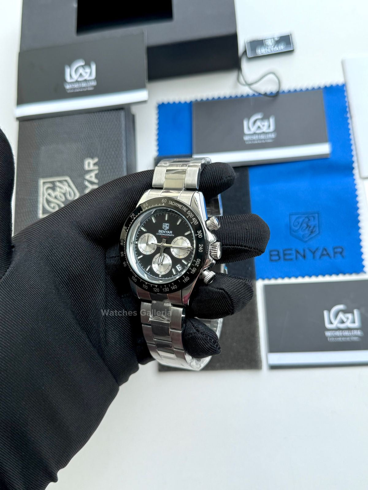 Benyar Daytona Chronograp Quartz (Black Silver) BY5169 Watches Galleria
