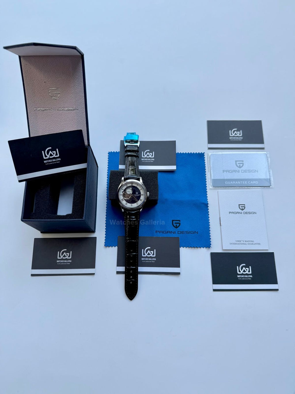 Pagani Design PDys015 Stardust Open Heart Automatic Watch – 41mm NH39A, Sapphire Crystal, 100M Water Resistant, Open Heart Skeleton Dial (Black/Blue)