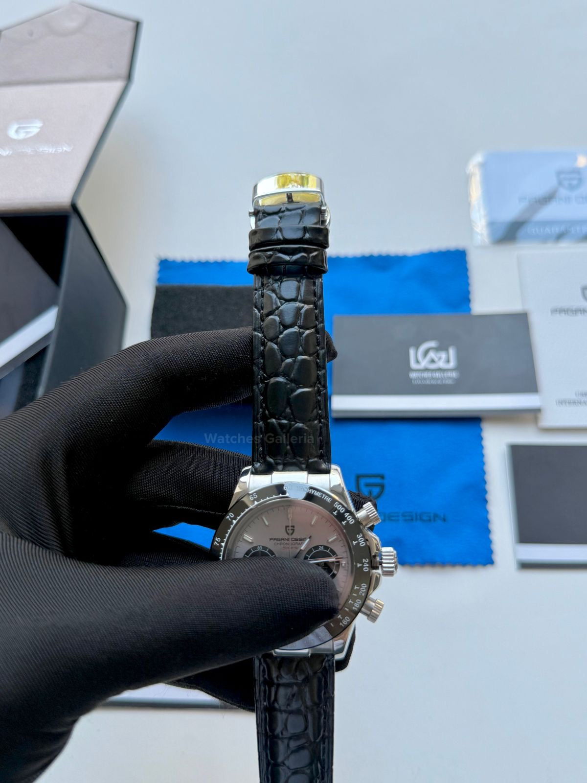 Pagani Design Daytona Quartz PD1664 Crocodile Leather Strap (Silver) Pagani Design in Pakistan