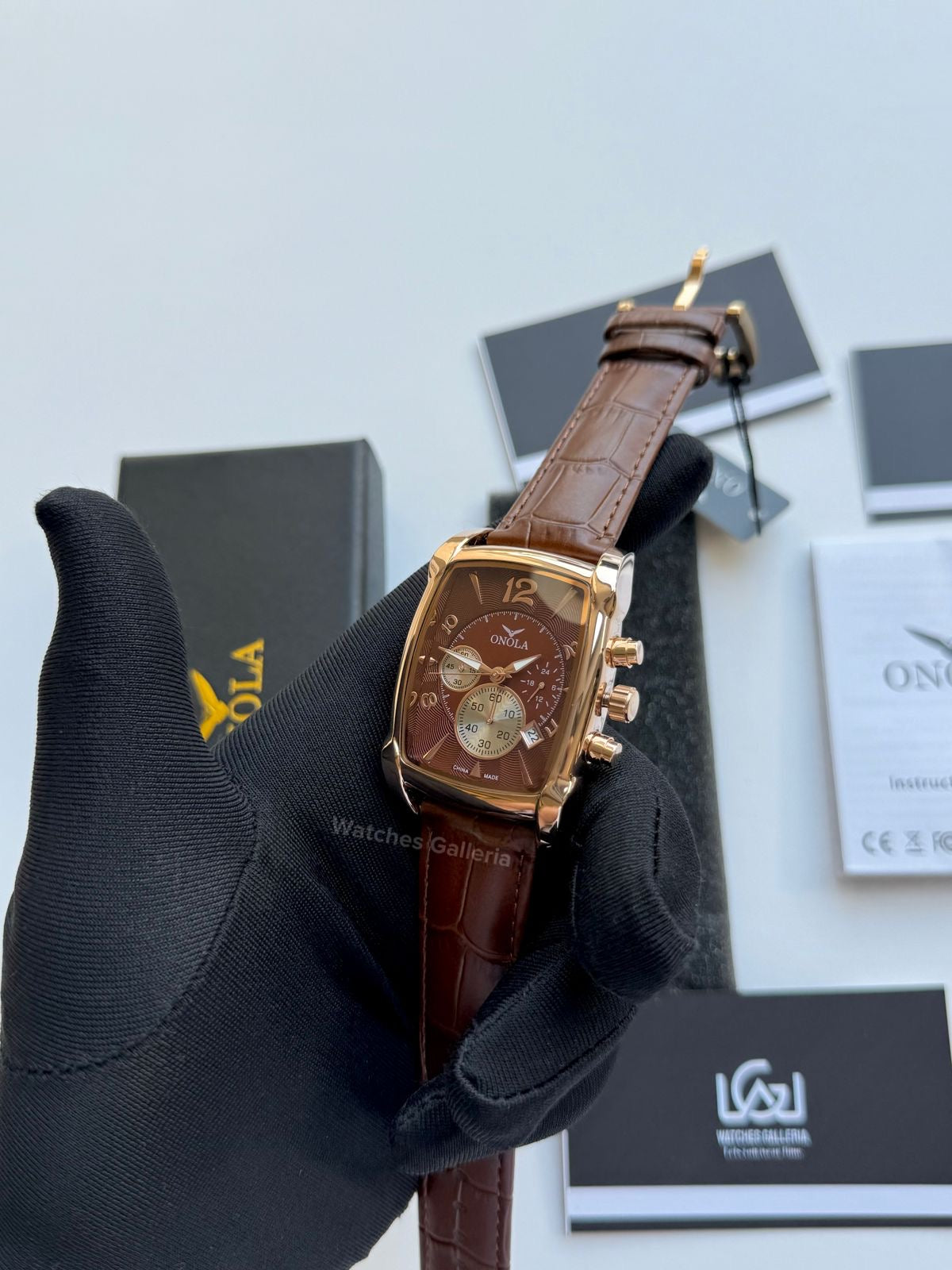 Onola Square Chronograph Quartz (Brown) ON6818 Watches Galleria