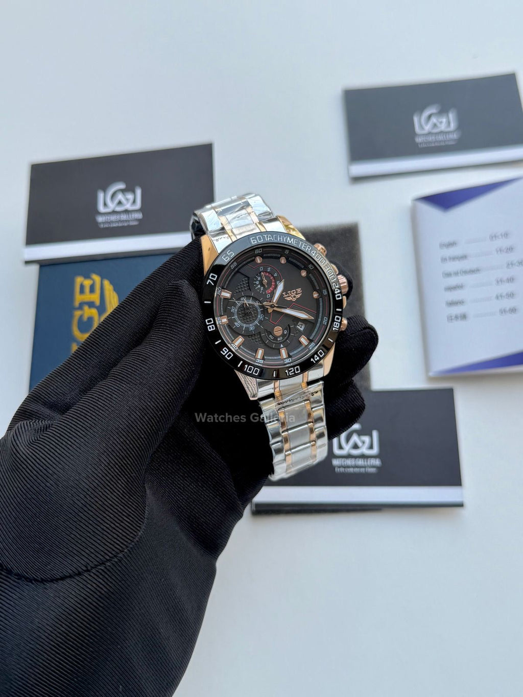 Lige Chronograph Quartz (Gold Black) Lige9982 Watches Galleria