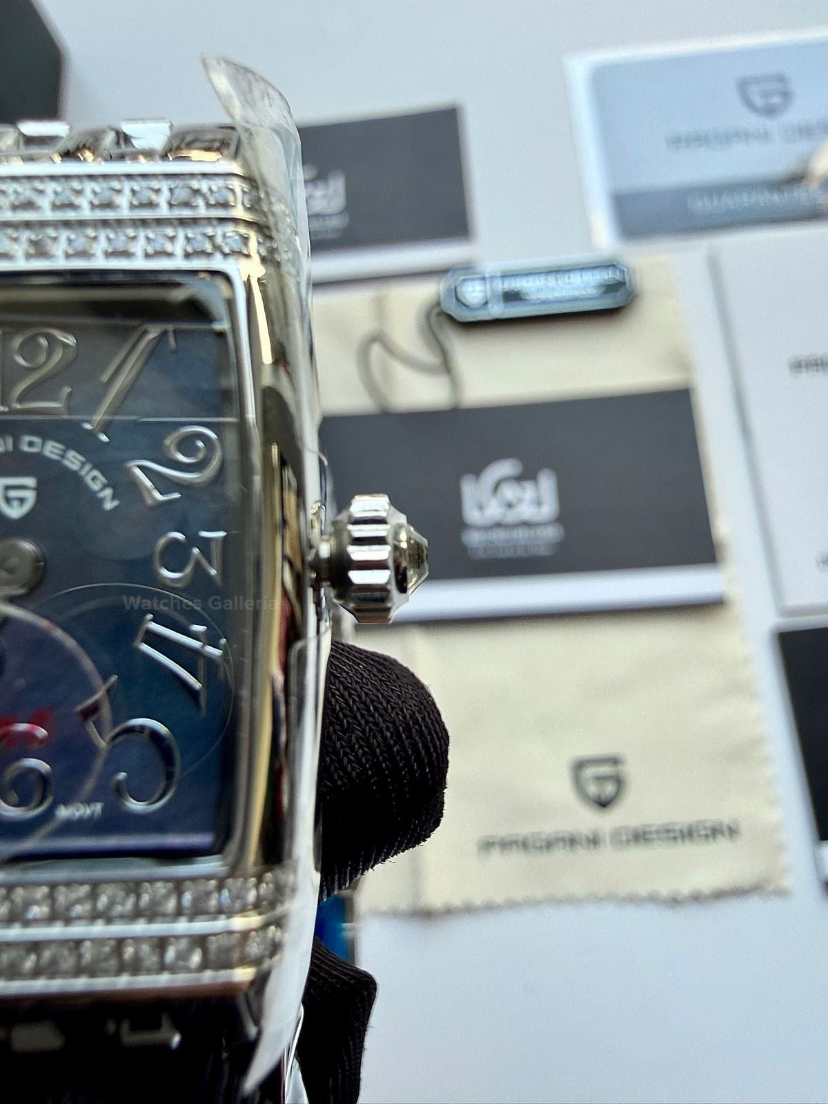 Pagani Design PD1737 Square Ladies Watch Silver Blue 22mm - Swiss Ronda 762 Quartz | Sapphire Glass | Elegant Stone Dial