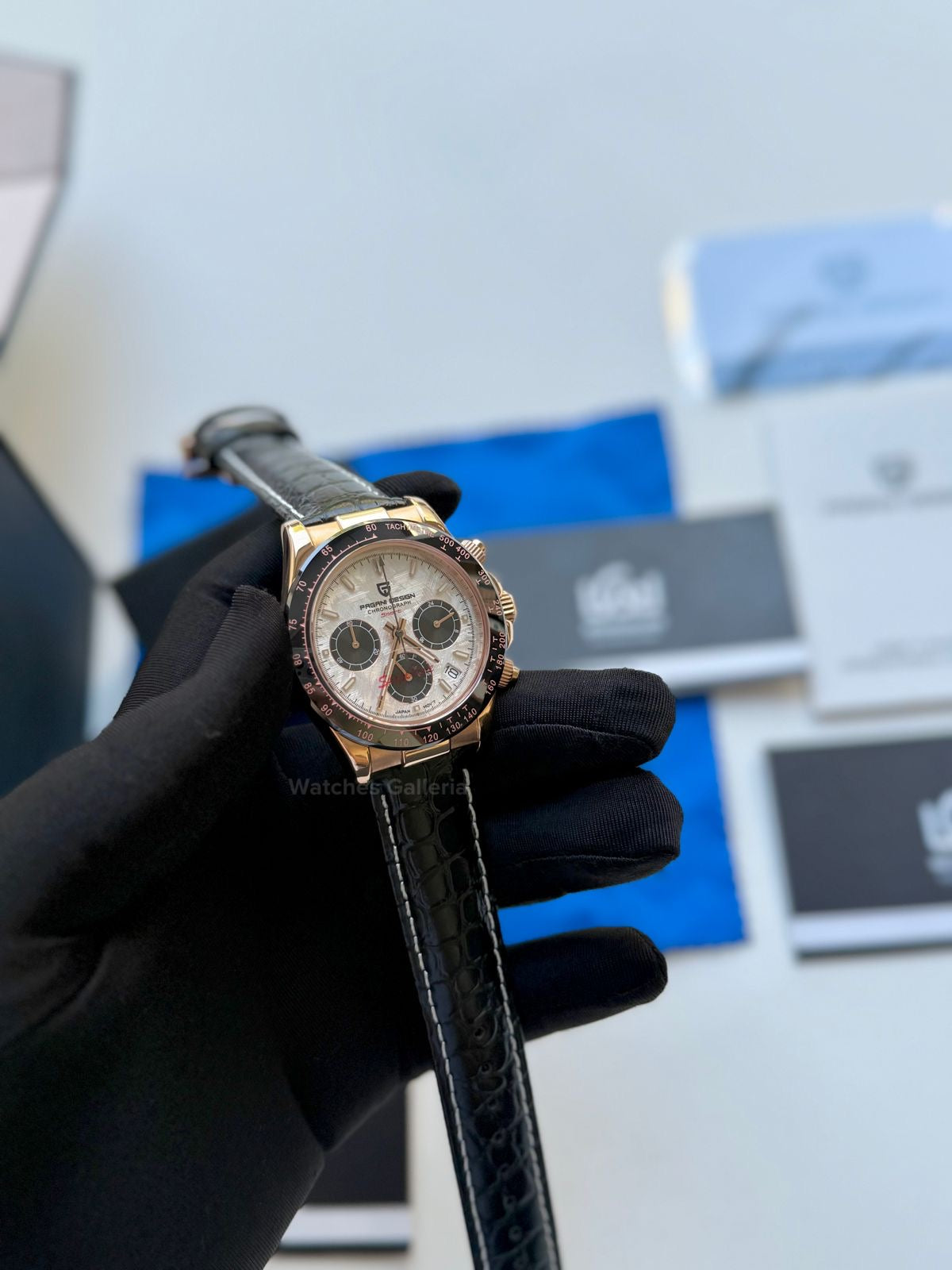 Pagani Design Daytona Quartz PD1664 Crocodile Leather Strap (Rose Gold Metorite) Pagani Design in Pakistan