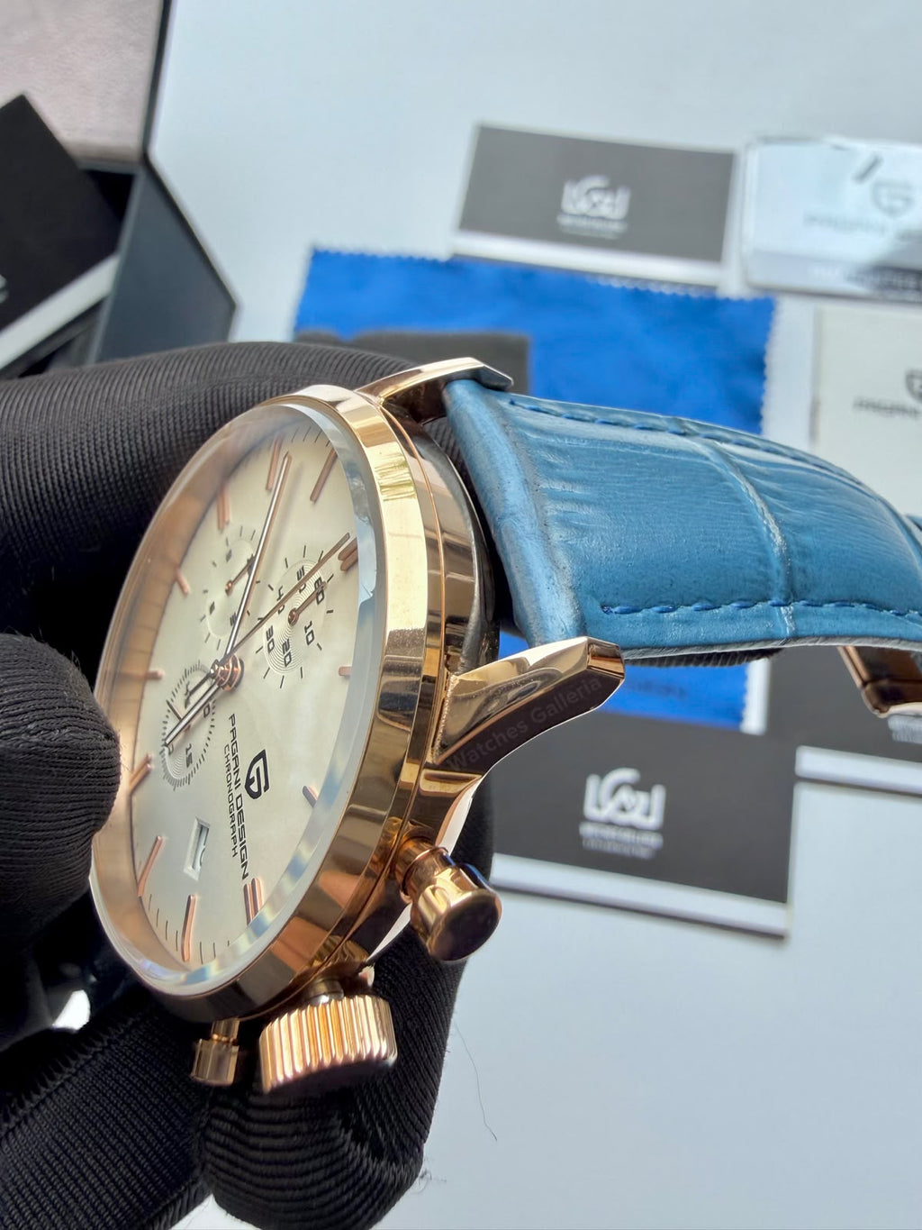 Pagani Design PD2720K |  Blue Rose Gold White | Flight Chronograph Limited Edition Blue Rose Gold White Quartz Watch