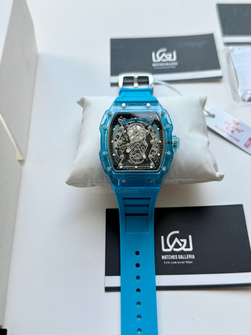 Ailang 8109 Skeleton Watch for Men White Blue Automatic Mechanical Watch Original Ailang Watch Pakistan