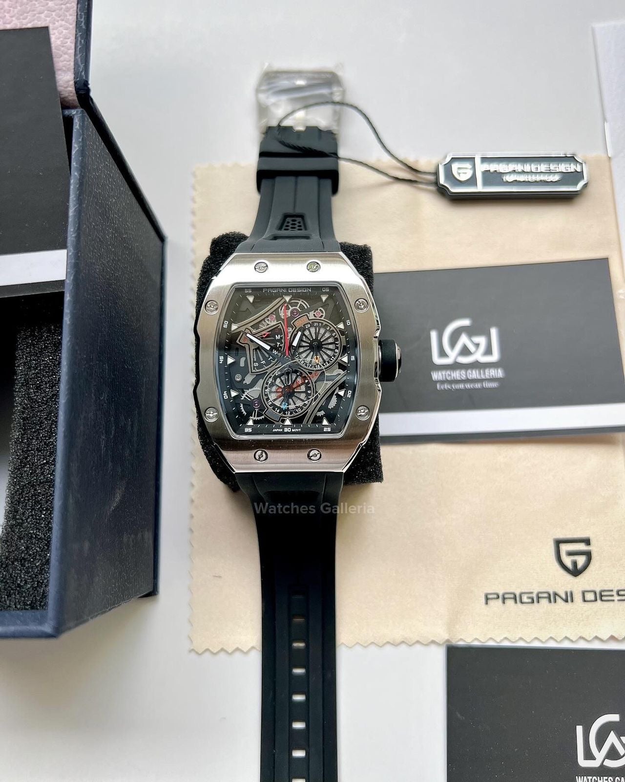Pagani Design Tonneau Quartz (Black/Silver) PDys012 Watches Galleria