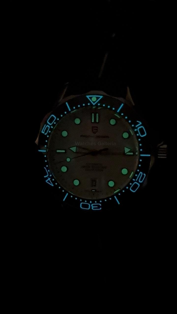 Pagani Design PD1685 Silicon Seamaster Diver White Automatic Watch – 200M Sapphire Crystal NH35A/Miyota Luxury Dive Watch in Pakistan | Watches Galleria