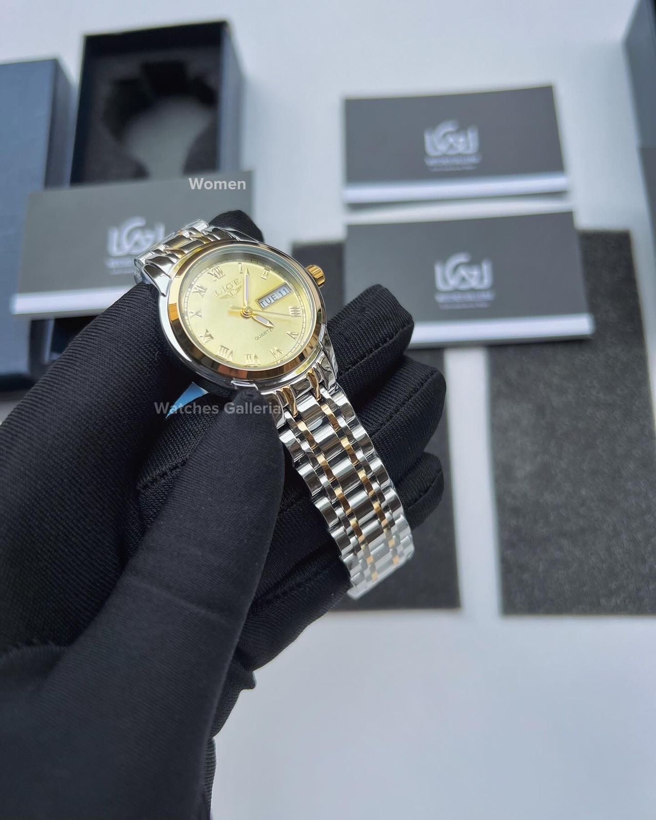 Lige Date Day Couple Watch (Gold) Lige9846 Lige10007L