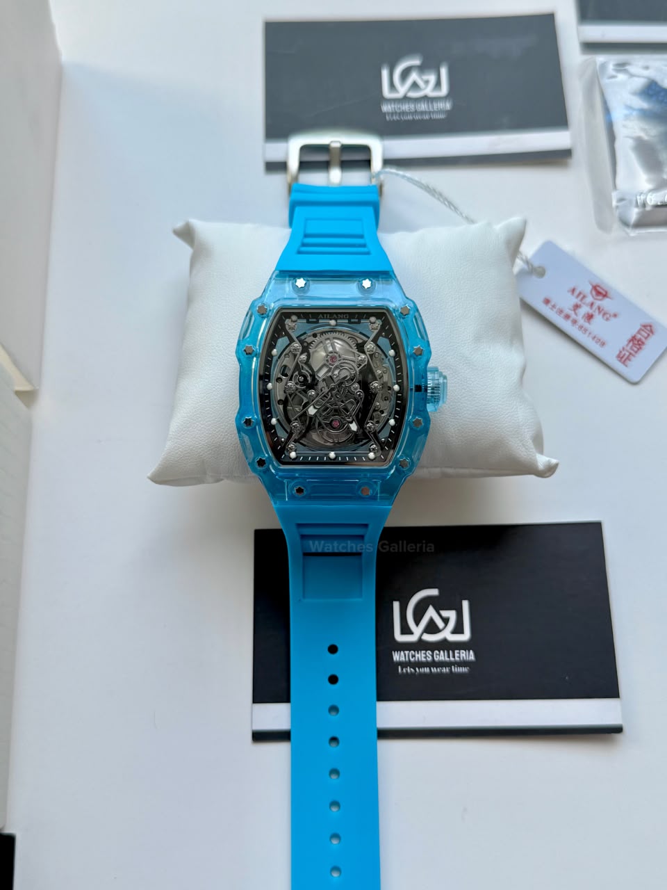 Ailang 8109 Skeleton Watch for Men White Blue Automatic Mechanical Watch Original Ailang Watch Pakistan