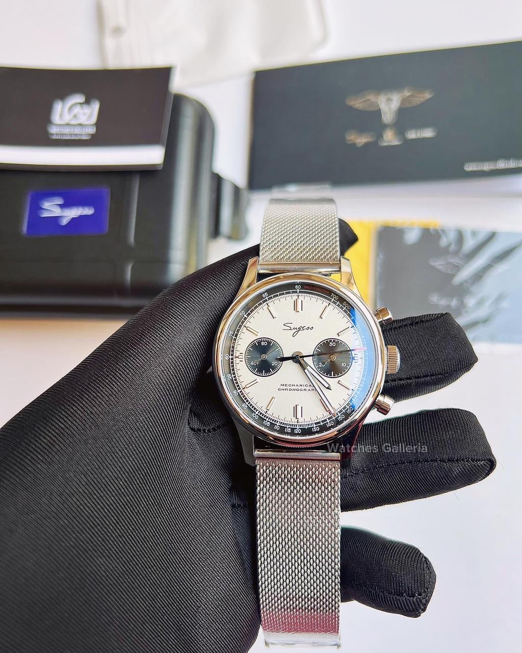 Sugess Panda Chronograph Manual Wind (White) ST1901