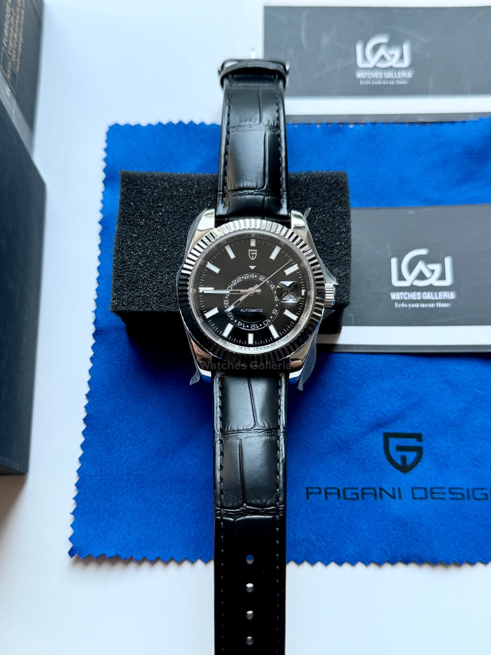 Pagani Design PD1888 Sky Dweller Black Leather Automatic GMT Watch for Men Sapphire Crystal Original Pagani Design Watch Pakistan