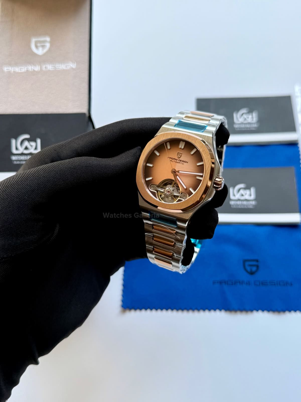 Pagani Design PDys025 Nautilus Flywheel Rose Gold 42mm Automatic Watch – Sapphire Crystal | E3251 Movement | 5ATM