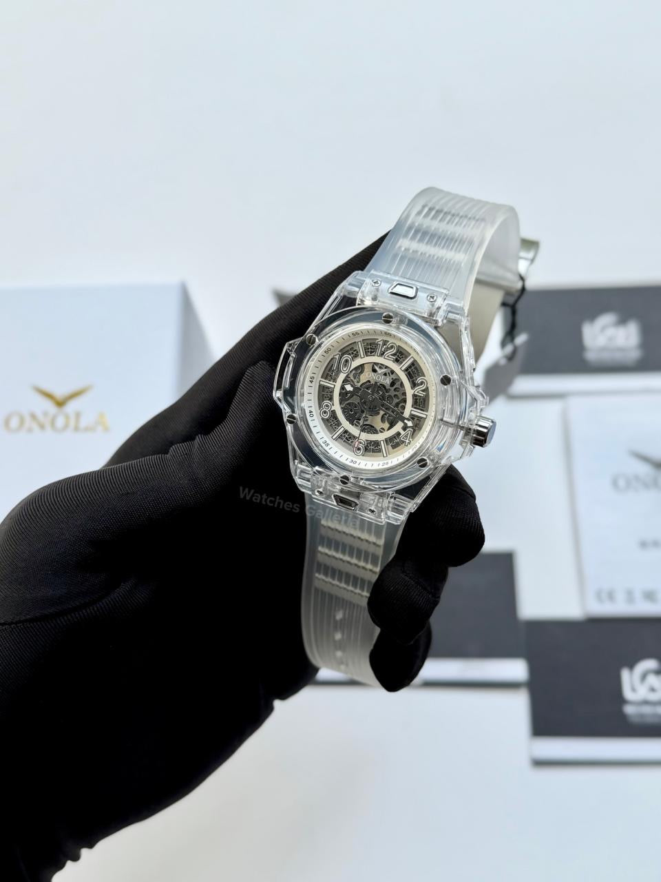 Onola ON3836 Oak Skeleton White Automatic Watch – 49mm Transparent Dial, Bold Sport Design, Pakistan Edition