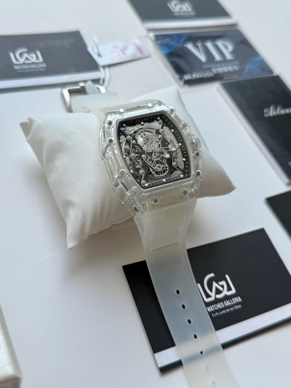 Ailang 8109 Skeleton Watch for Men White Blue Automatic Mechanical Watch Original Ailang Watch Pakistan