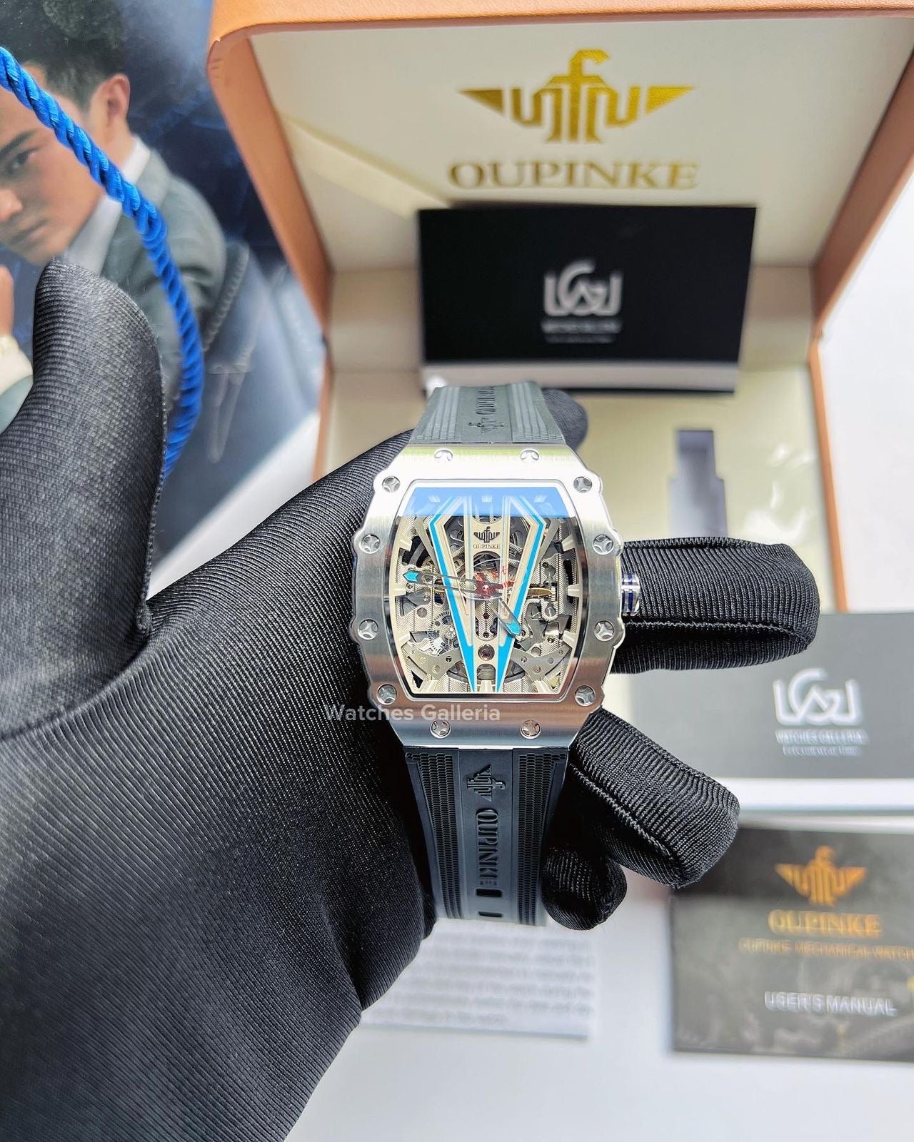 Oupinke Tonneau Skeleton Automatic (Silver/Blue) Oupinke3179