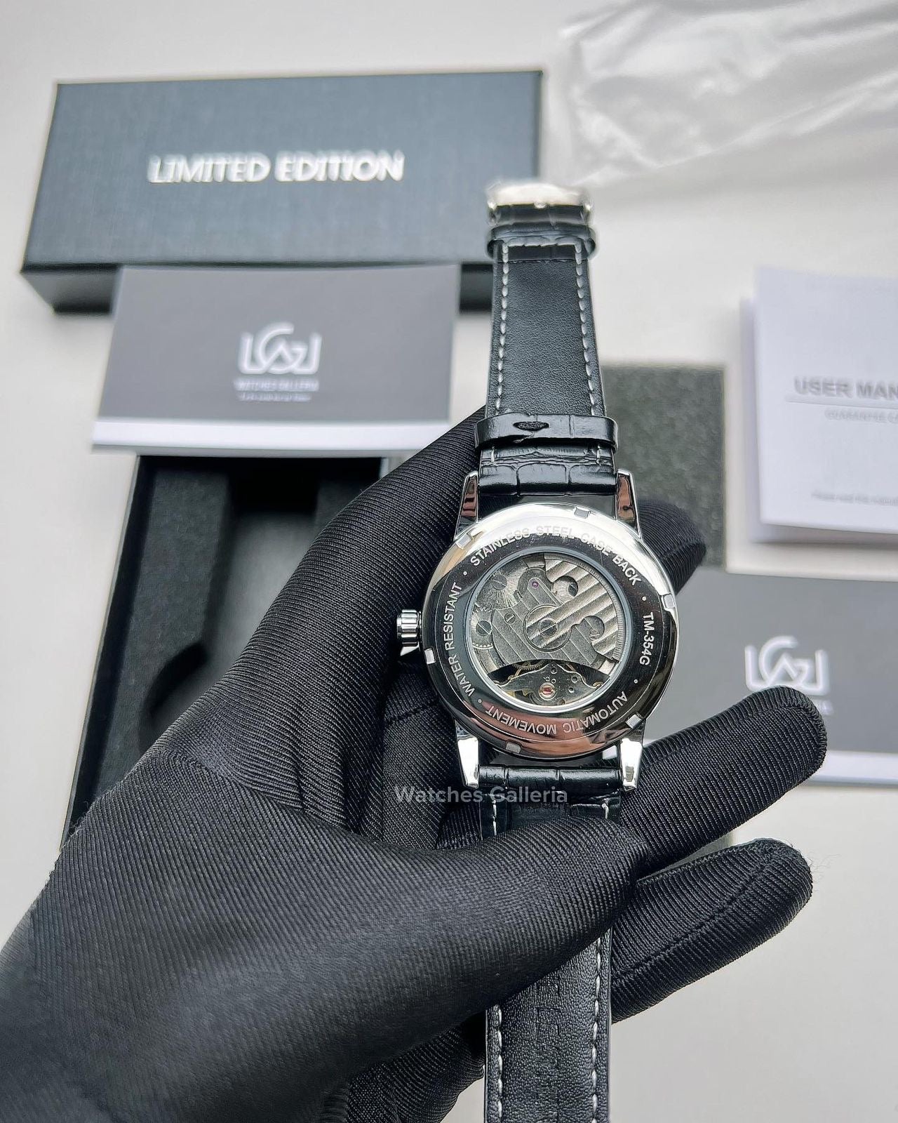 Forsining Moonphase Skeleton Automatic Watch (Silver/Black) FS112