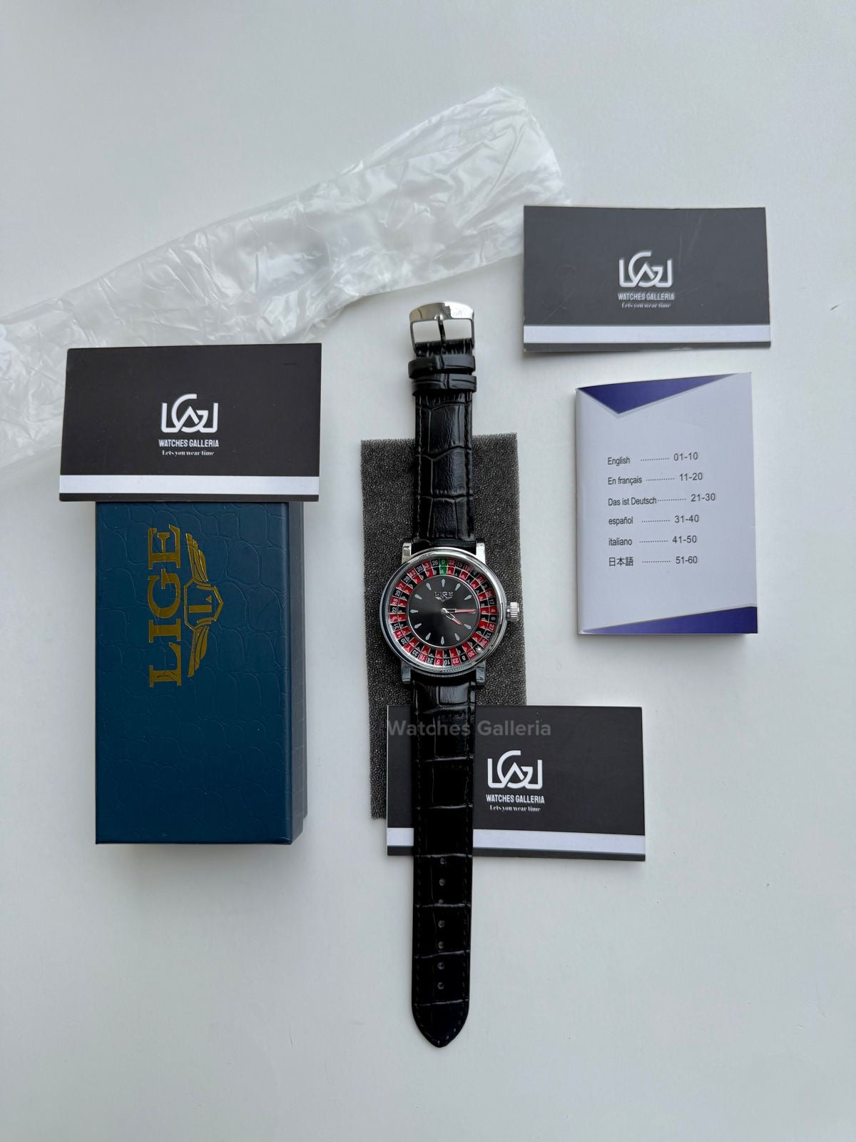 Lige Casino Watch Quartz (Silver Black) LG89161 Watches Galleria