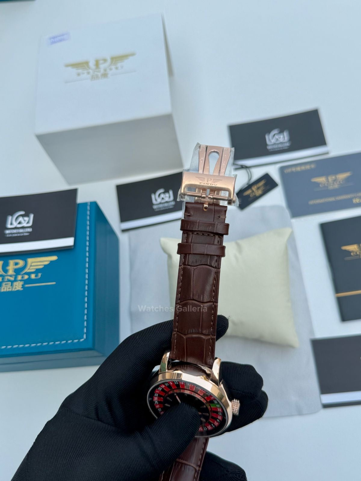 Pindu Design Casino Tourbillon Roulette Button Automatic (Brown) P6628 Watches Galleria