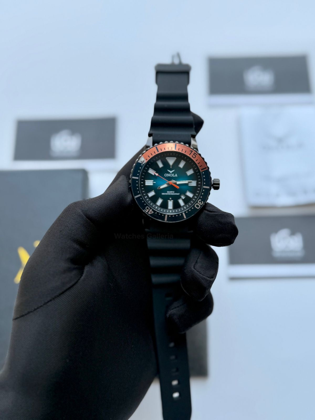 Onola 3850 Sports Diving Style Quartz (Black/Orange) Onola Pakistan