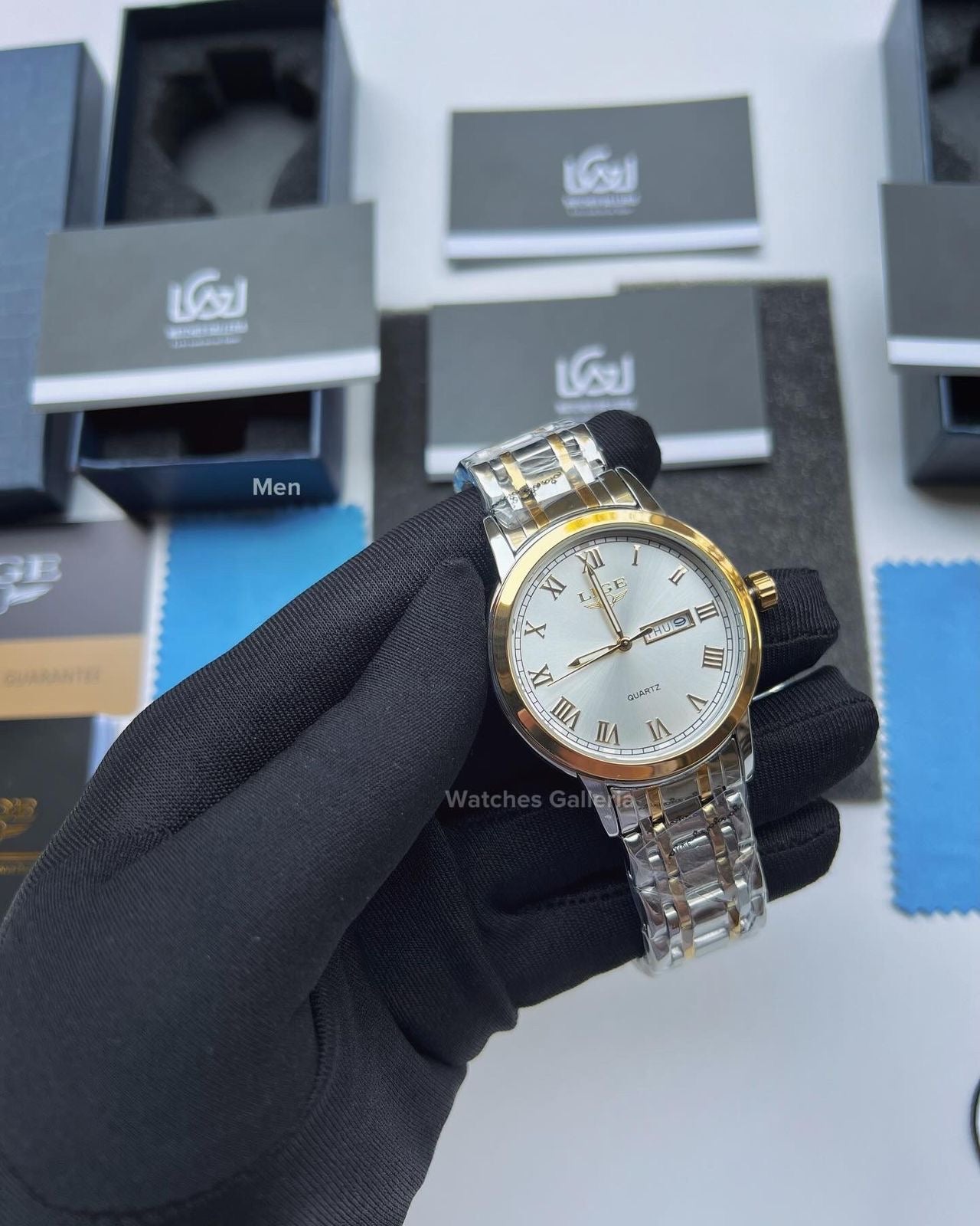 Lige Date Day Couple Watch (Silver/Gold) lige9846 lige 10007L