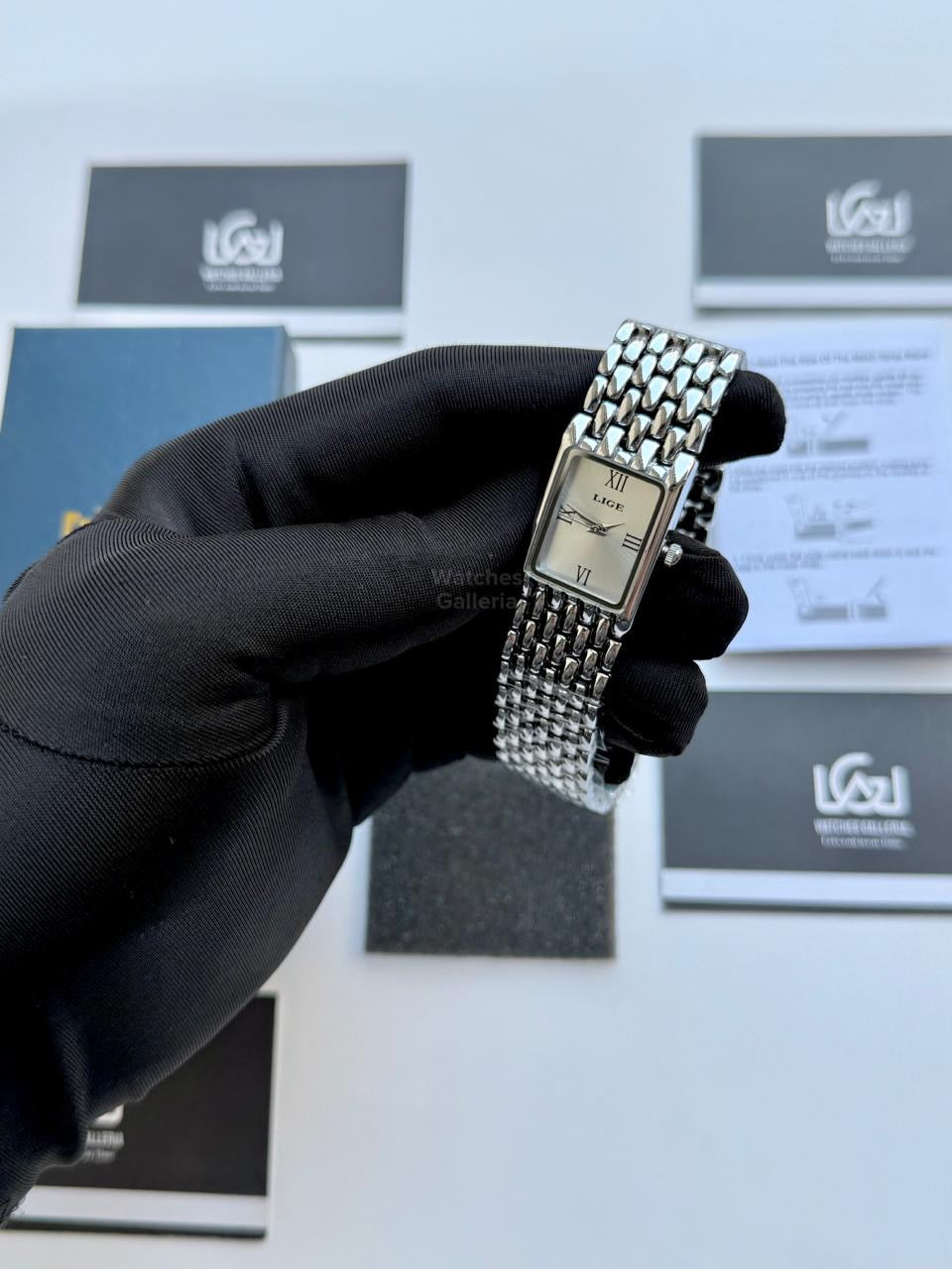 Lige 89156 Tank Women Watch Quartz (Silver) Lige Women Watch