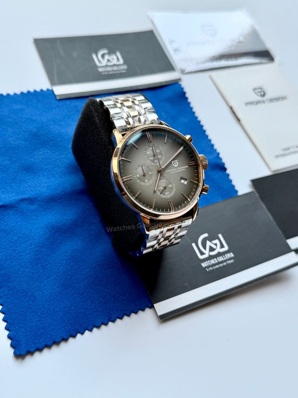 Pagani Design PD2720K Flight Chronograph Watch Limited Edition Rose Gold White Dial Men’s Luxury Watch | Japanese Seiko VK67 Mecha Quartz Chronograph Movement | Stainless Steel Bracelet | 50M Waterproof