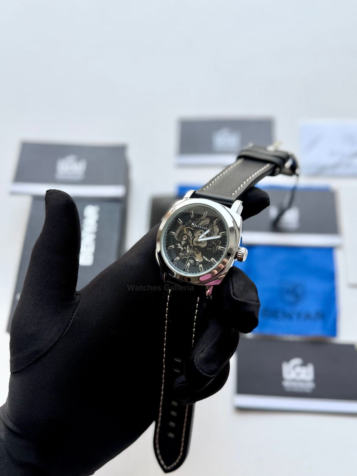 Benyar BY5121 Skeleton Automatic Watch (Silver Black) Benyar in Pakistan