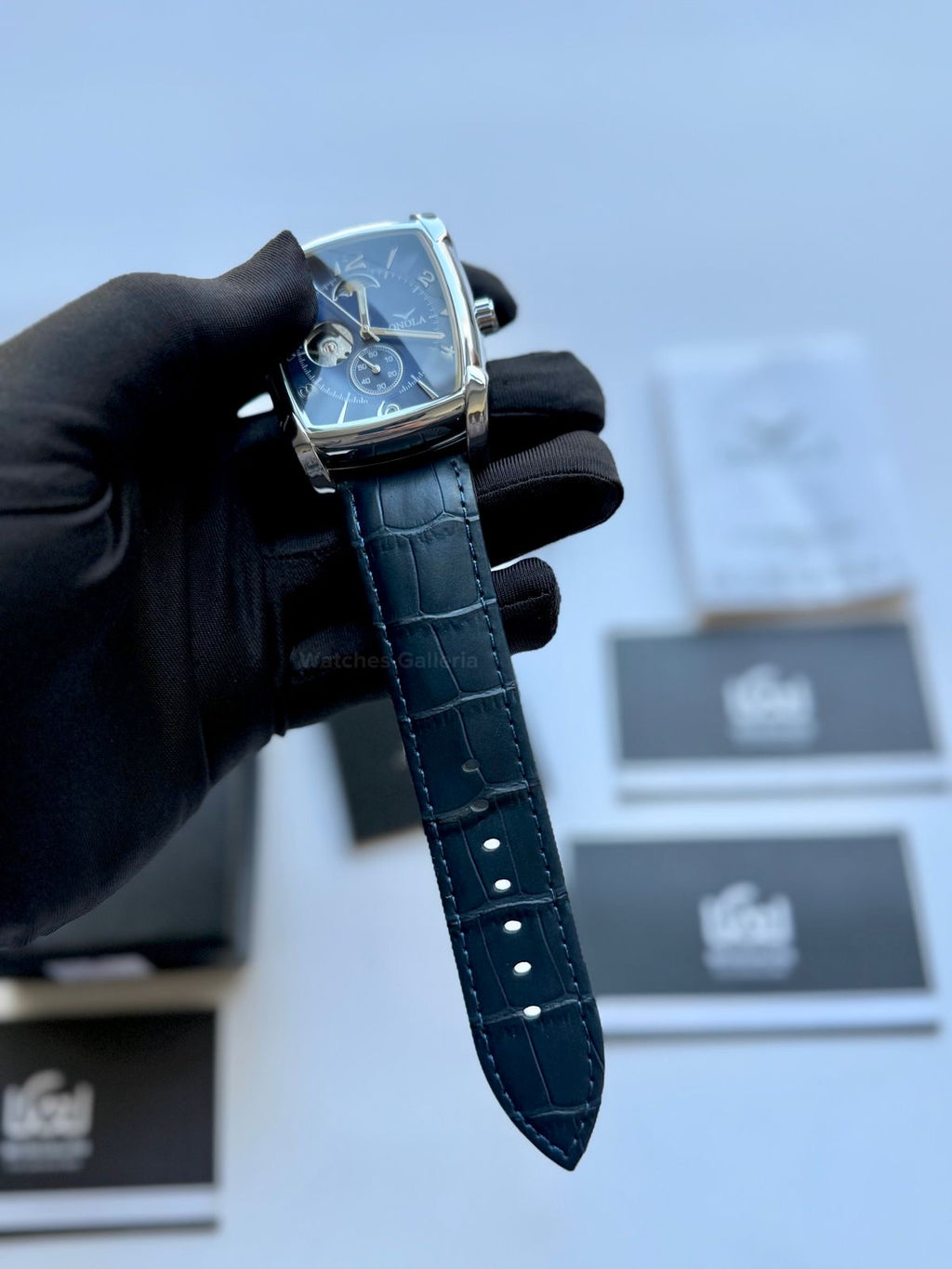 Onola 6848 Square Moonphase Open heart Automatic (Blue) Onola Watch in Pakistan