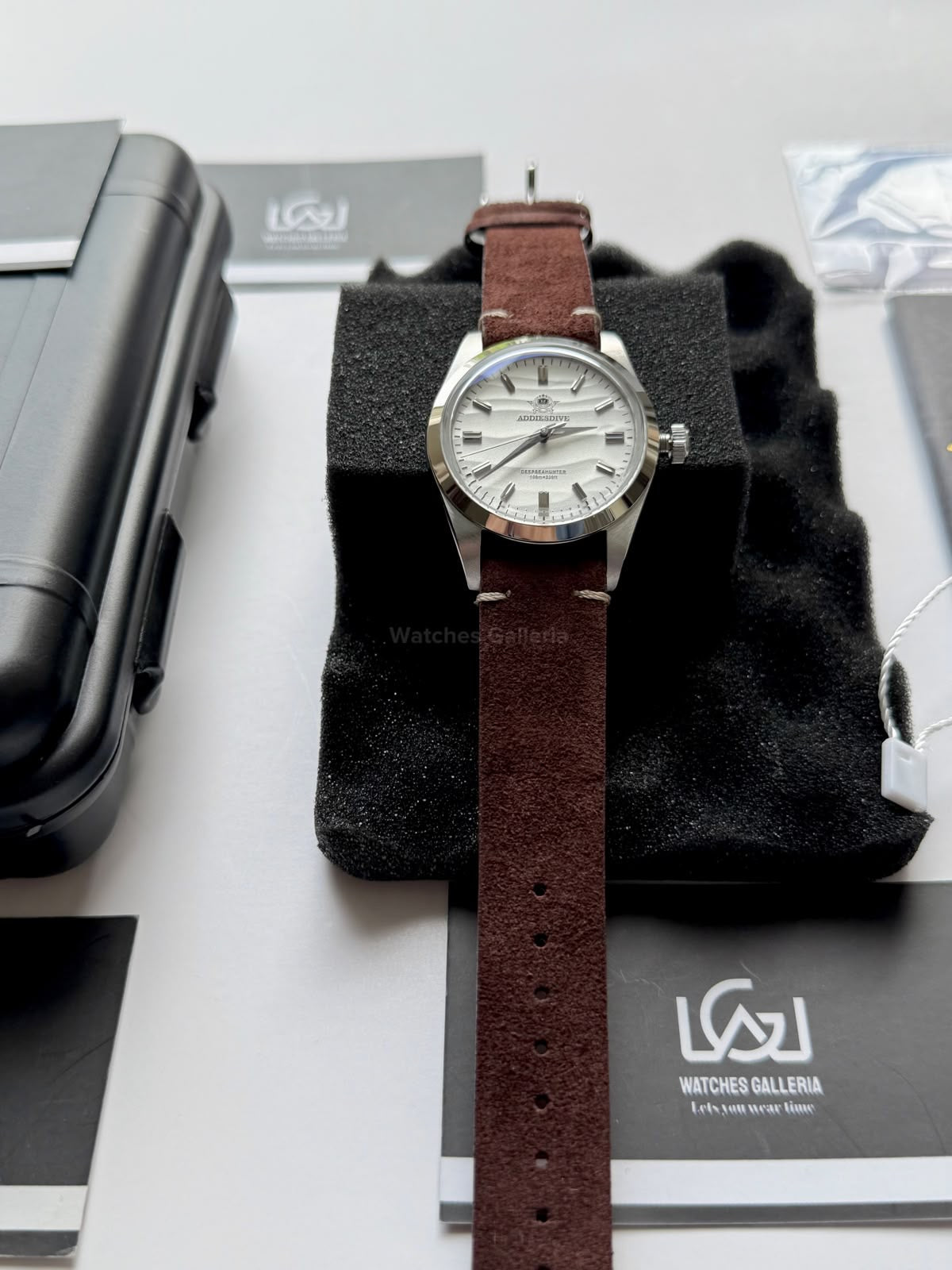 Addiesdive AD2030 Desert White Unisex Watch – 36mm Classic Desert Dial, Japan VH31 Quartz Movement, Blue Anti-Glare Mineral Glass & Genuine Suede Leather Strap