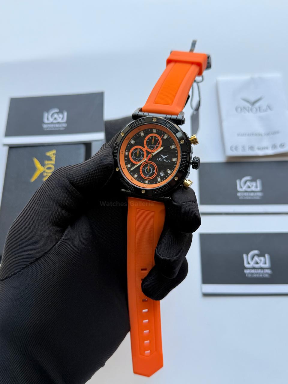 Onola 6859 Sports Chronograph Quartz (Orange) – Premium Racing Inspired Design | Original Onola Watch in Pakistan