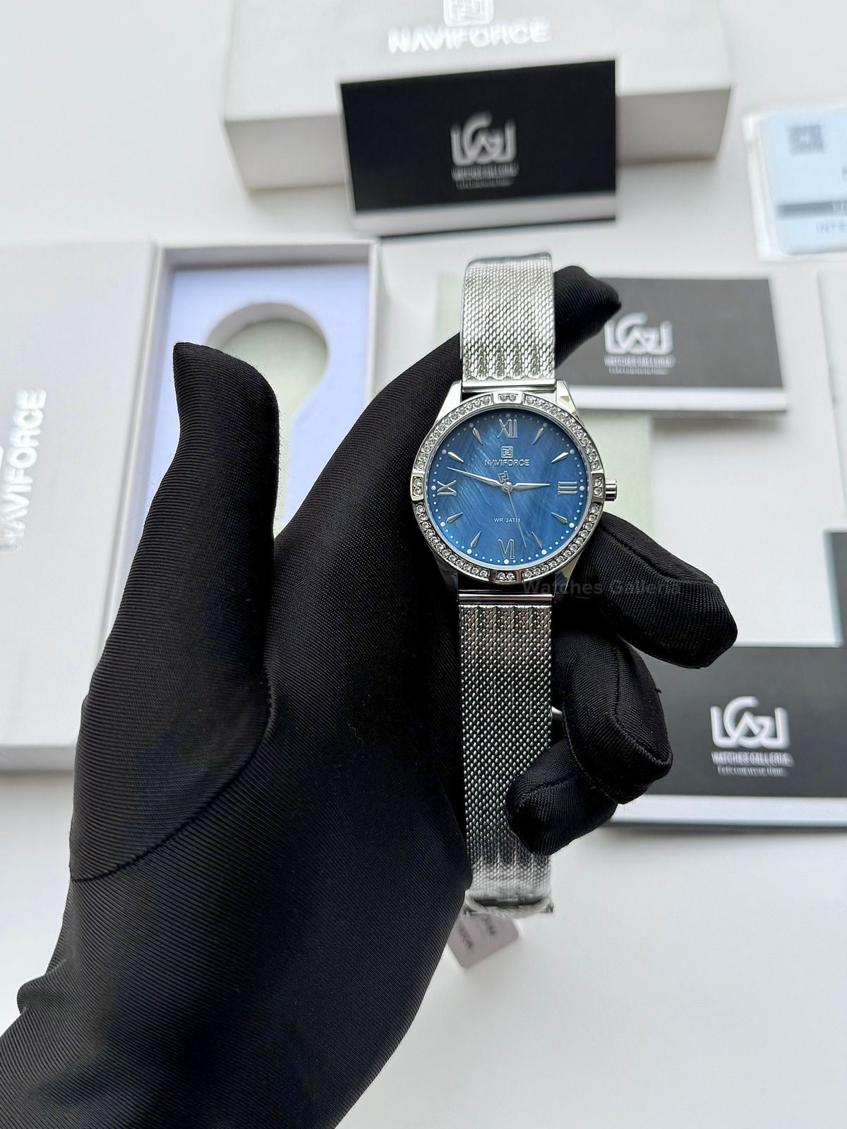 Naviforce NF5028 Blue Classic Stones Quartz Watch (Unisex) Naviforce Watch Pakistan