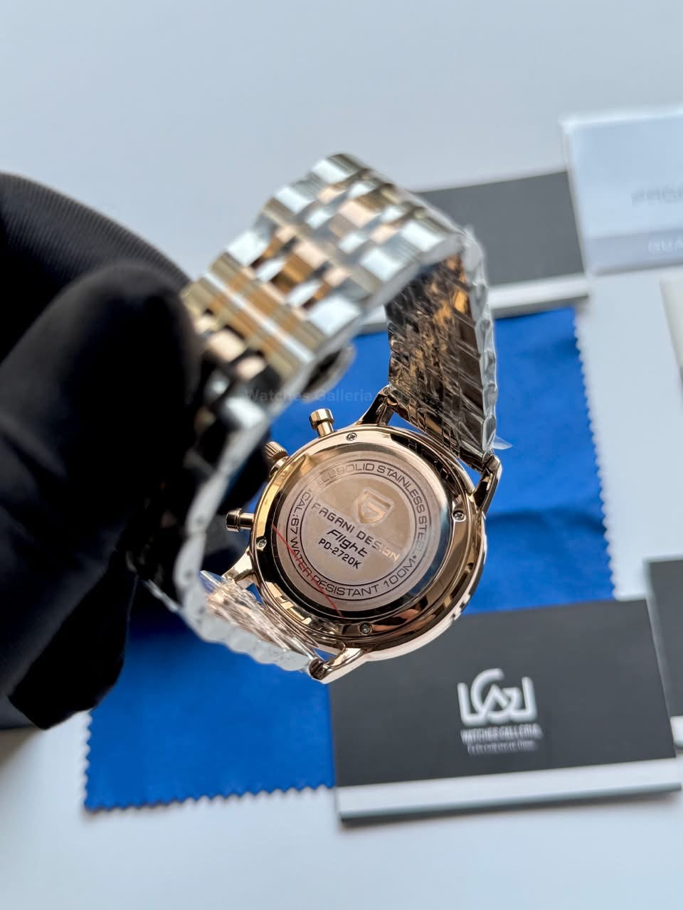 Pagani Design PD2720K Flight Chronograph Watch Limited Edition Rose Gold White Dial Men’s Luxury Watch | Japanese Seiko VK67 Mecha Quartz Chronograph Movement | Stainless Steel Bracelet | 50M Waterproof