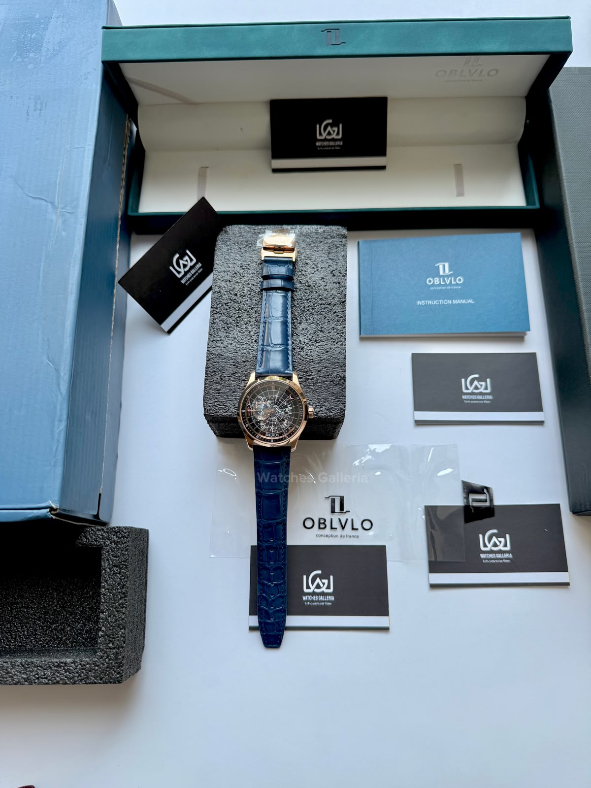 OBLVLO GC (Blue Rose Gold Black) Grand Complications Celestial Automatic Watch Brown & Black Dial with Rose Gold Details, Moving Constellation & Earth Display – OBLVLOGC | Oblvlo