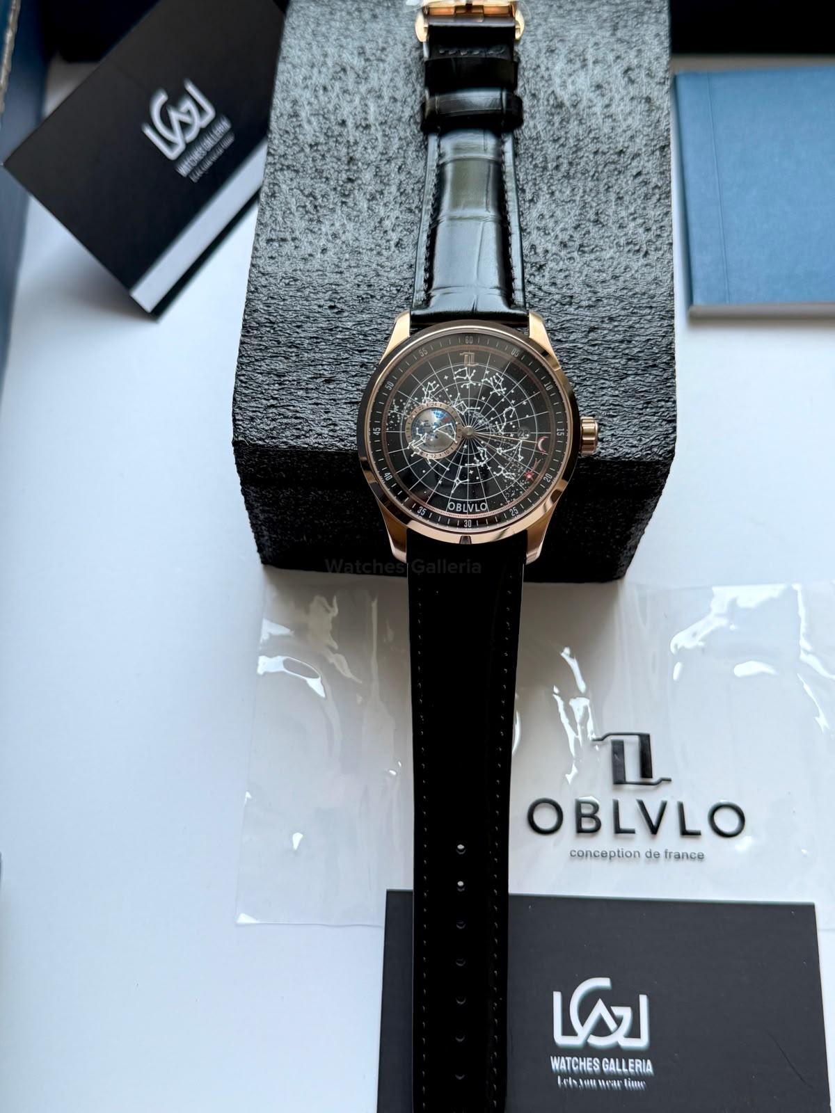 OBLVLO GC (Black Rose Gold) Grand Complications Celestial Automatic Watch Brown & Black Dial with Rose Gold Details, Moving Constellation & Earth Display – OBLVLOGC | Oblvlo