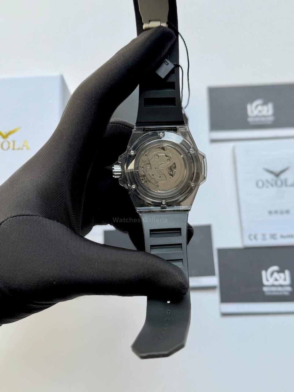 Onola ON3836 Oak Skeleton Yellow Automatic Watch – 49mm Transparent Dial, Bold Sport Design, Pakistan Edition