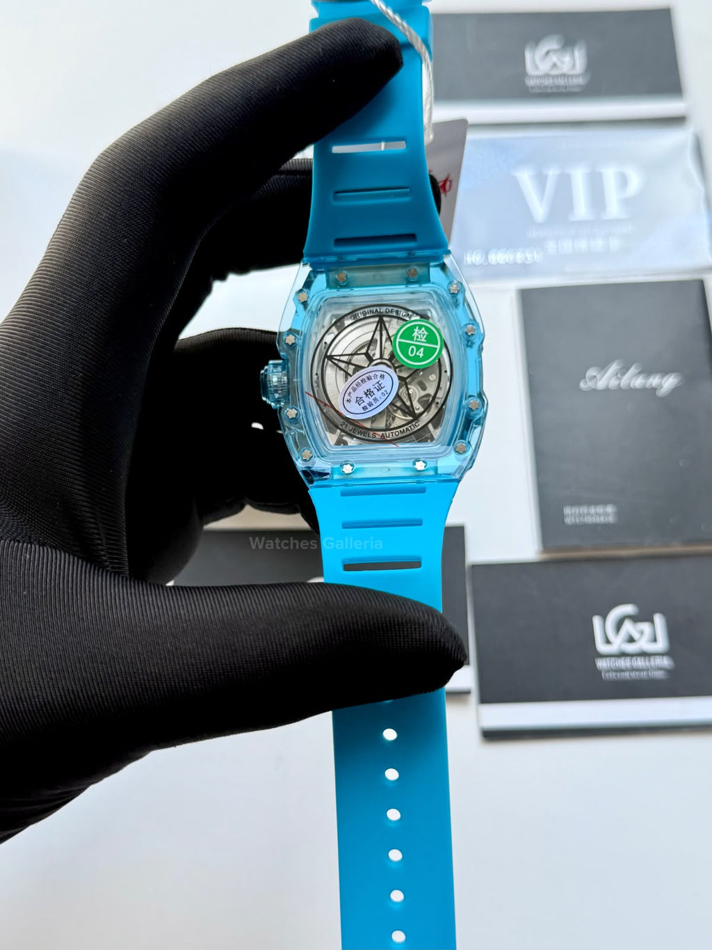Ailang 8109 Skeleton Watch for Men White Blue Automatic Mechanical Watch Original Ailang Watch Pakistan