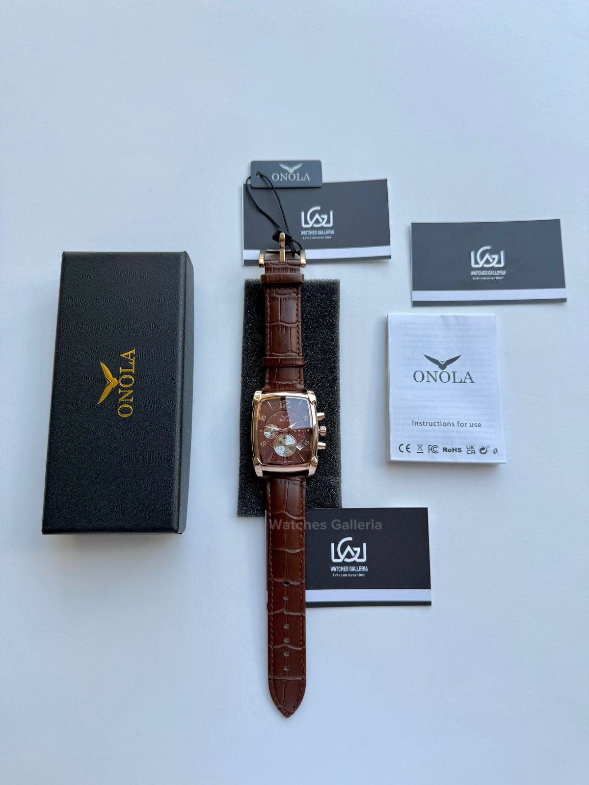 Onola Square Chronograph Quartz (Brown) ON6818 Watches Galleria