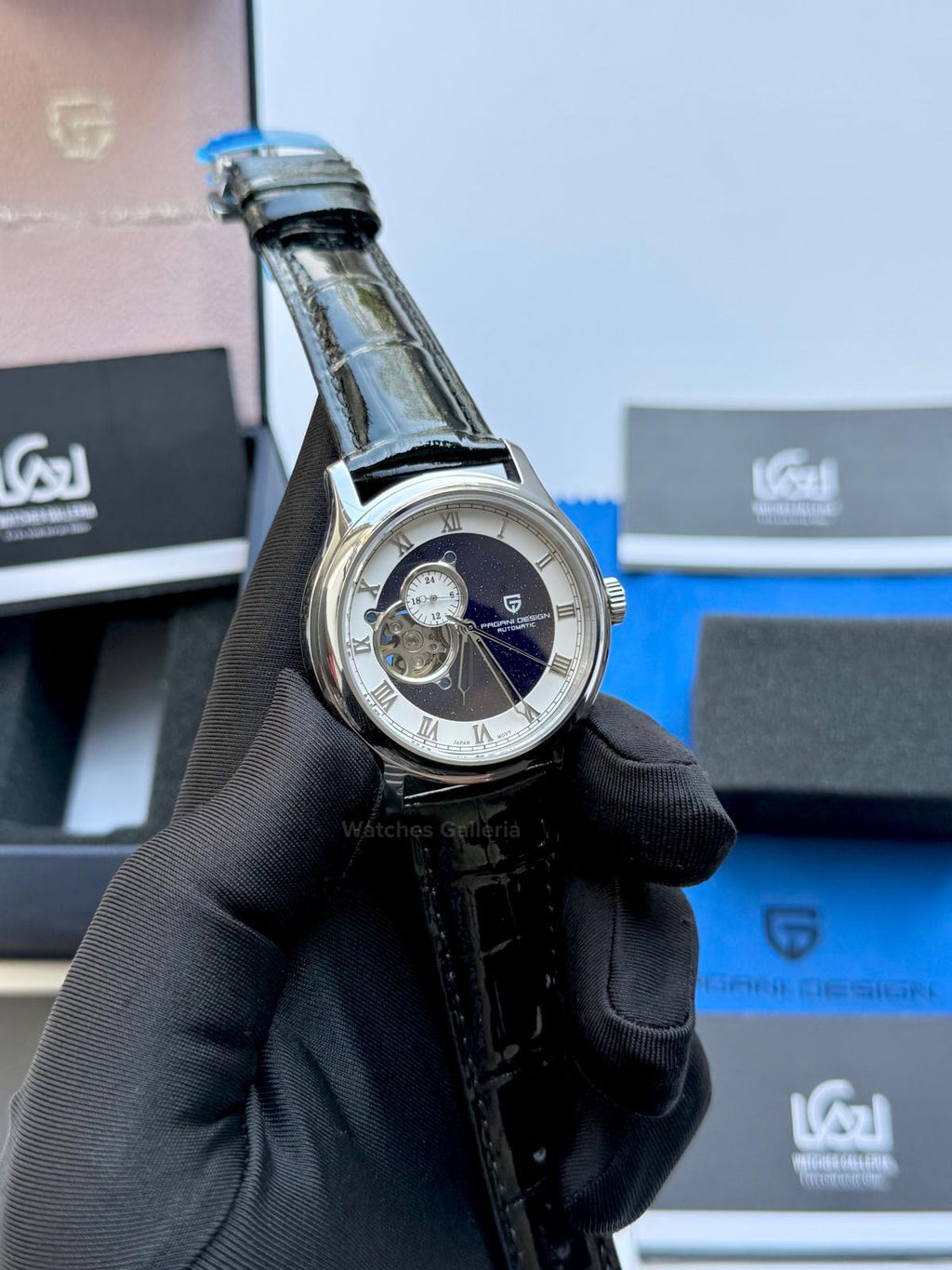 Pagani Design PDys015 Stardust Open Heart Automatic Watch – 41mm NH39A, Sapphire Crystal, 100M Water Resistant, Open Heart Skeleton Dial (Black/Blue)