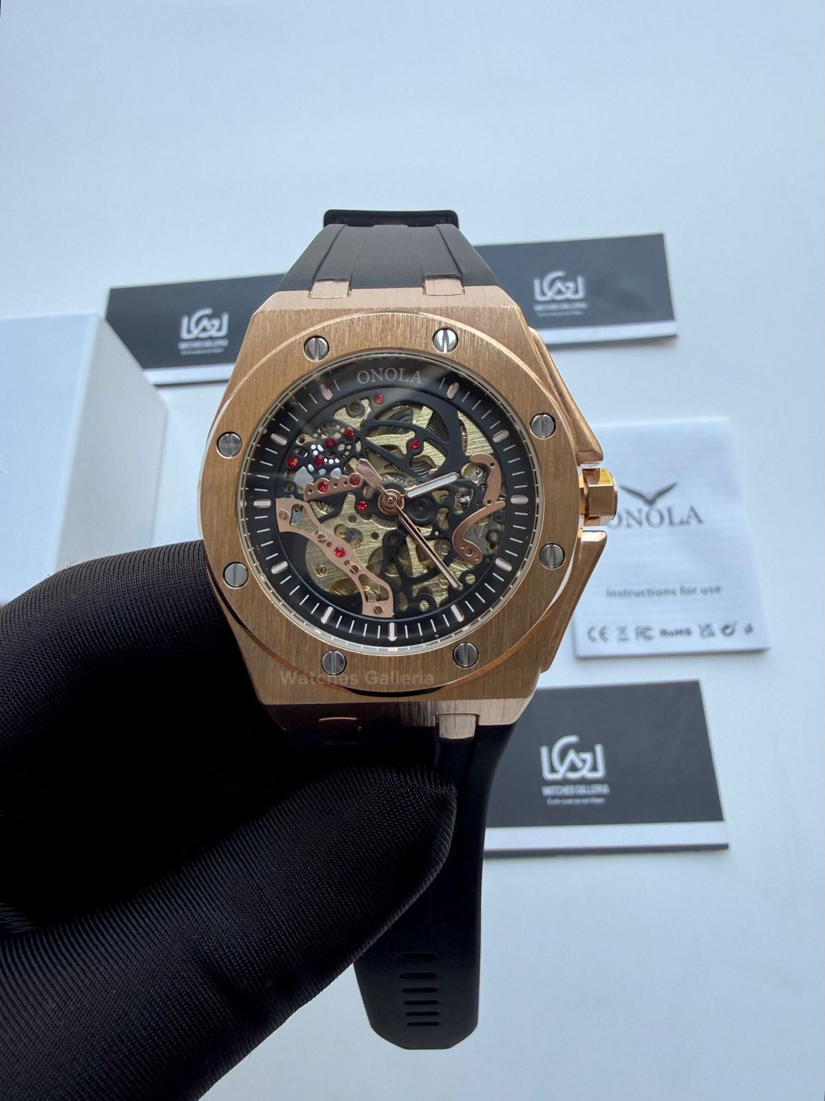 Onola 3834 Royal Oak Offshore Skeleton Gold Black 46mm Automatic – Premium Skeleton Design