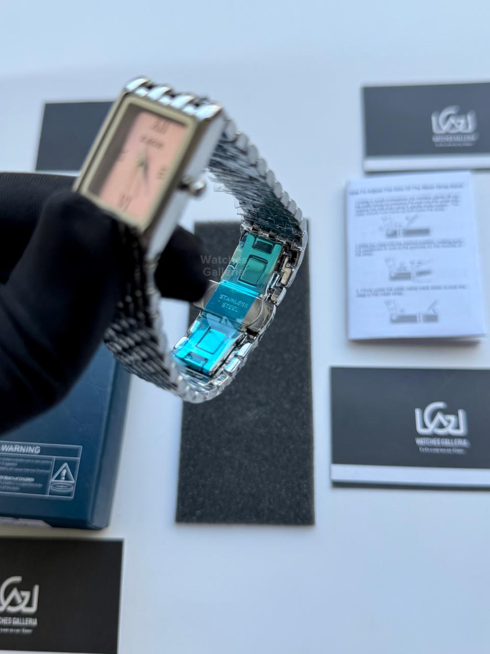 Lige 89156 Tank Women Watch Quartz (Silver/Pink) Lige Women Watch