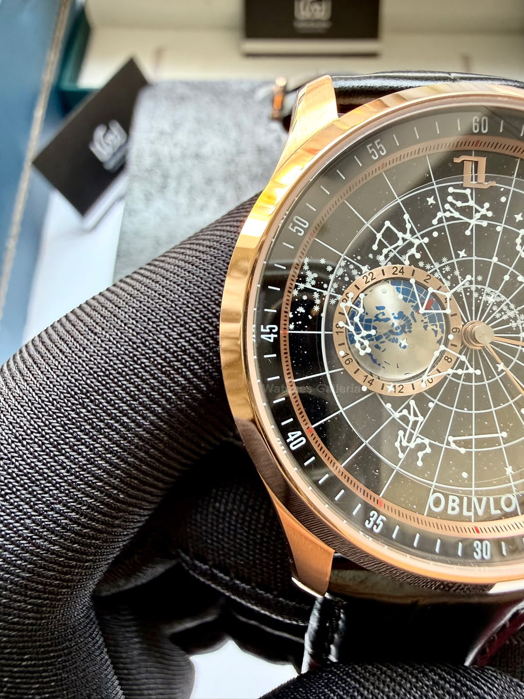 OBLVLO GC (Black Rose Gold) Grand Complications Celestial Automatic Watch Brown & Black Dial with Rose Gold Details, Moving Constellation & Earth Display – OBLVLOGC | Oblvlo