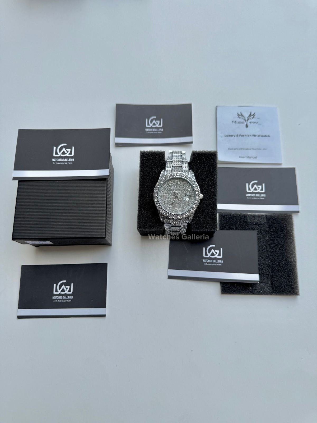 Miss Fox Iced Out Royal Oak Quartz (Silver) MFV332 Watches Galleria