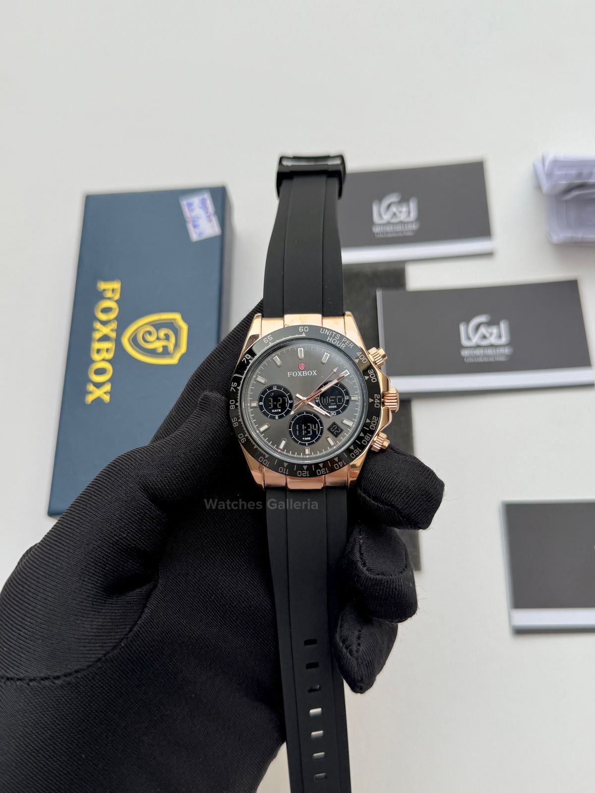 Foxbox Daytona Digital (Black Rose Gold) FB0055 – Watches Galleria