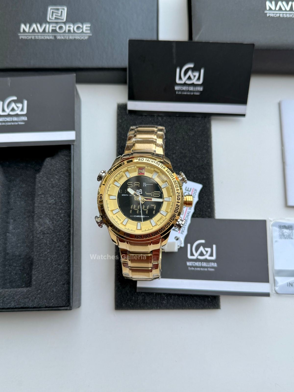 Naviforce Dual Analog and Digital Watch (Gold) NF9093M Watches Galleria
