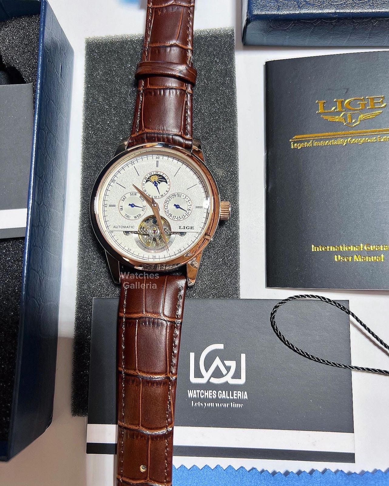 Lige Moonphase Automatic (Black Rose Gold) LIGE6828