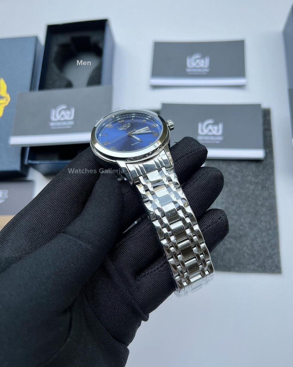 Lige Date Day Couple Watch (Silver/Blue) Lige9846 Lige10007